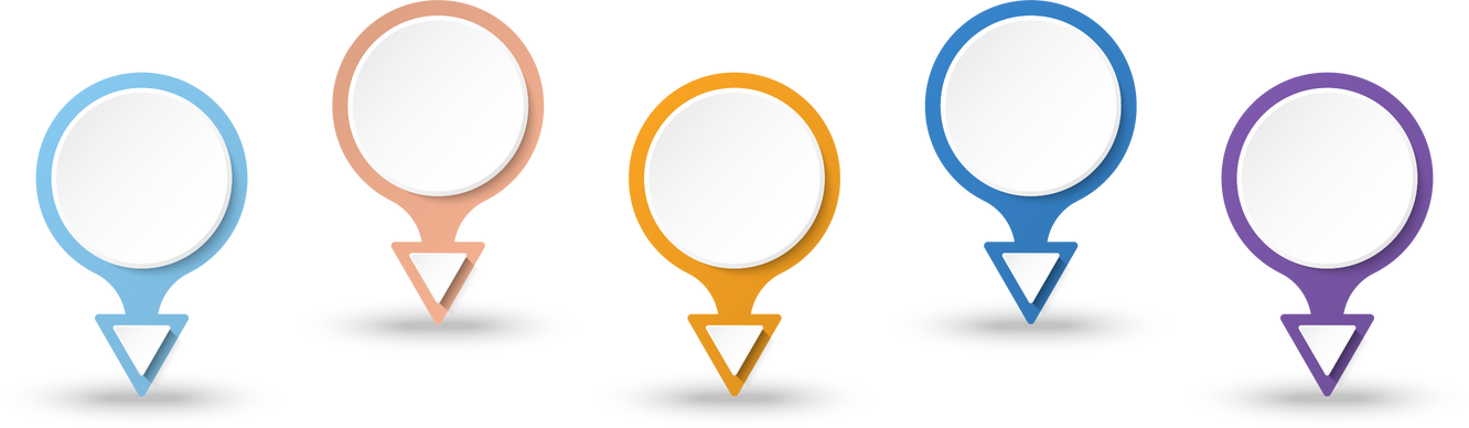 Basic circle infographic with 5 steps, process or options.